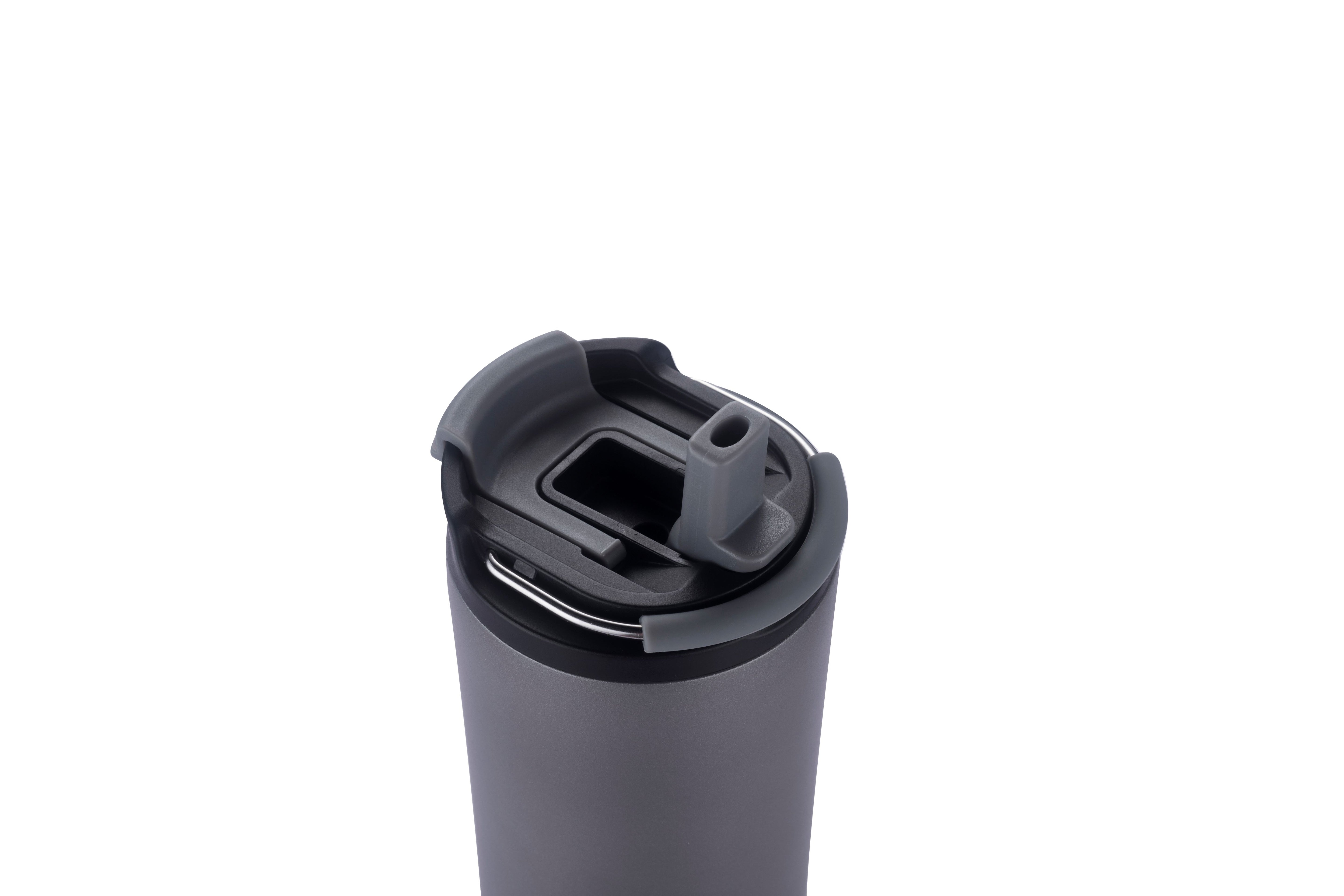 1-112U Vent 21oz Stainless Steel Travel Tumbler with Multi-Use Straw and Handle