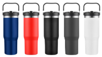 1-233U 30oz Vacuum Travel Tumbler w/ Flip Straw Lid and Plastic Liner