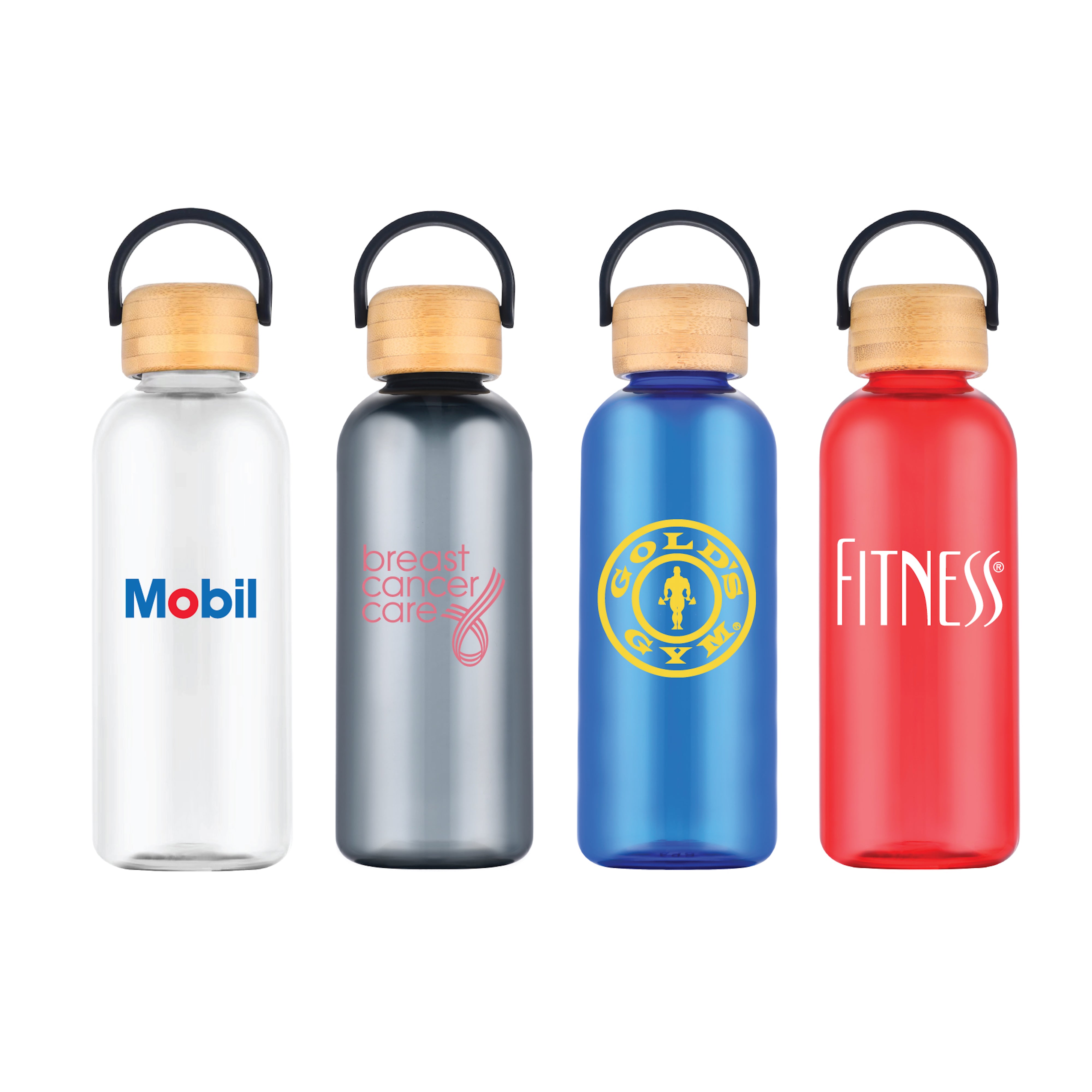 1-523U 21 oz Recycled rPET Bottle with Bamboo Lid