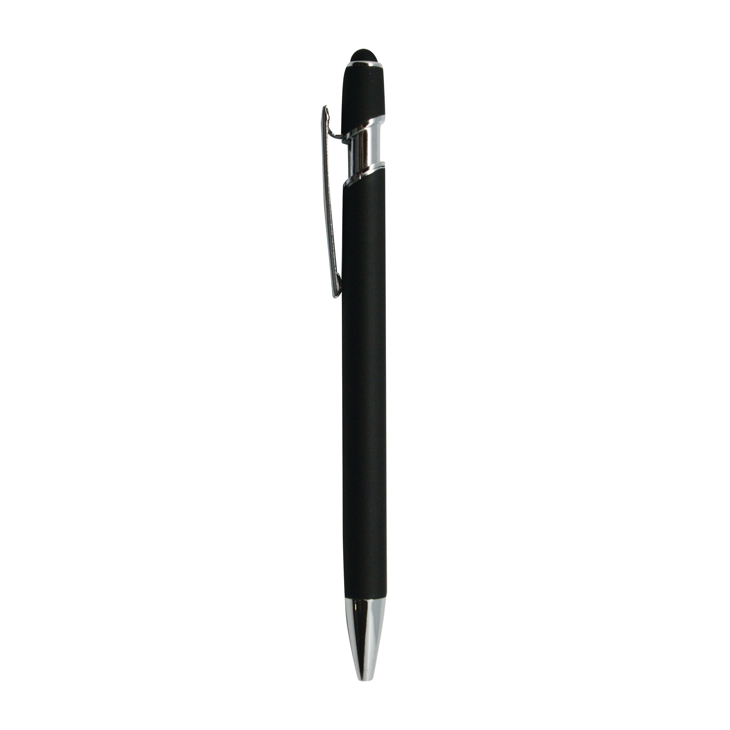 10016PS Soft Rubber Click Metal Ballpoint Pen w/ Stylus
