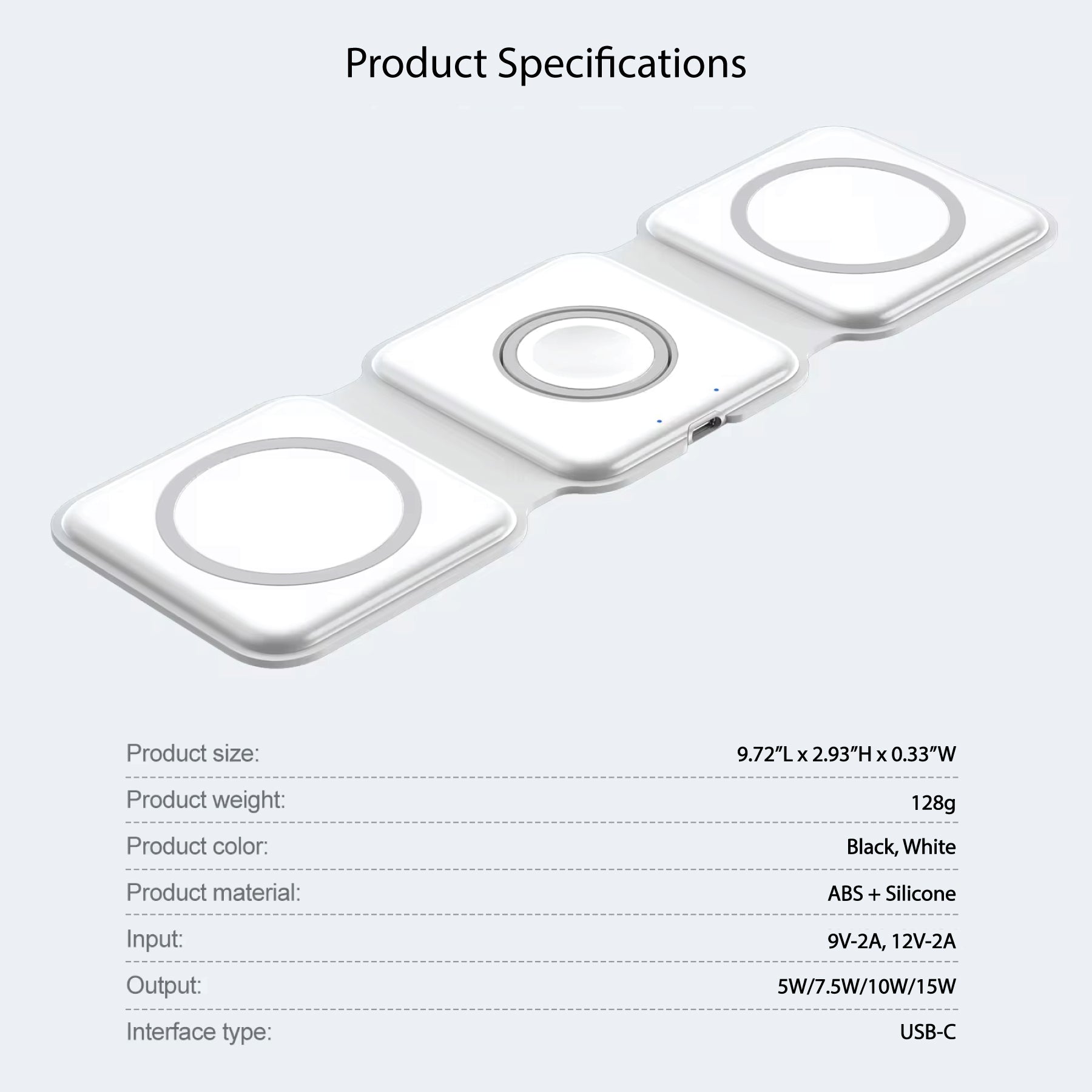 194TN 3-in-1 Foldable Travel Charging Station