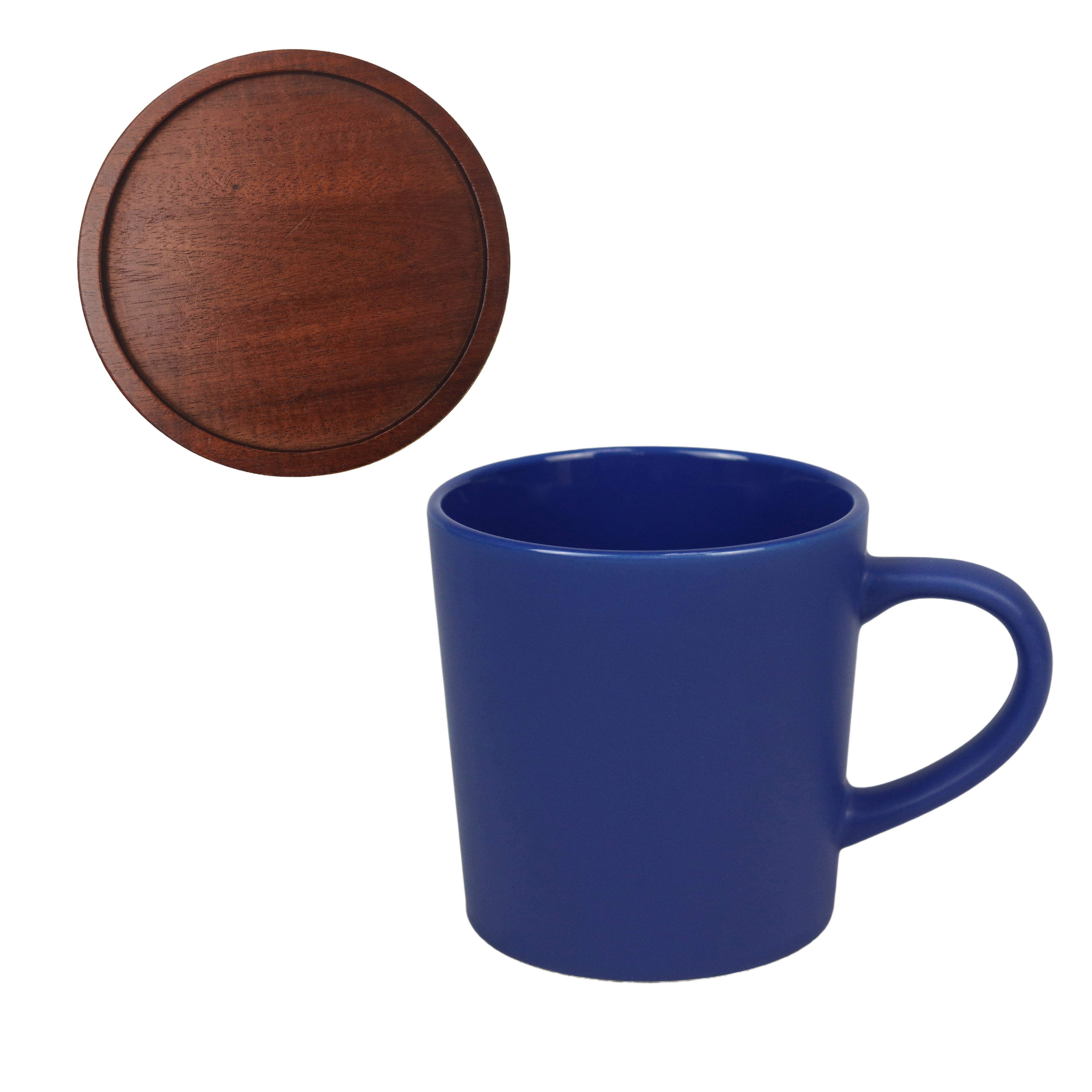 2-551U Earth 16 oz Stone Ceramic Mug with Wood Lid