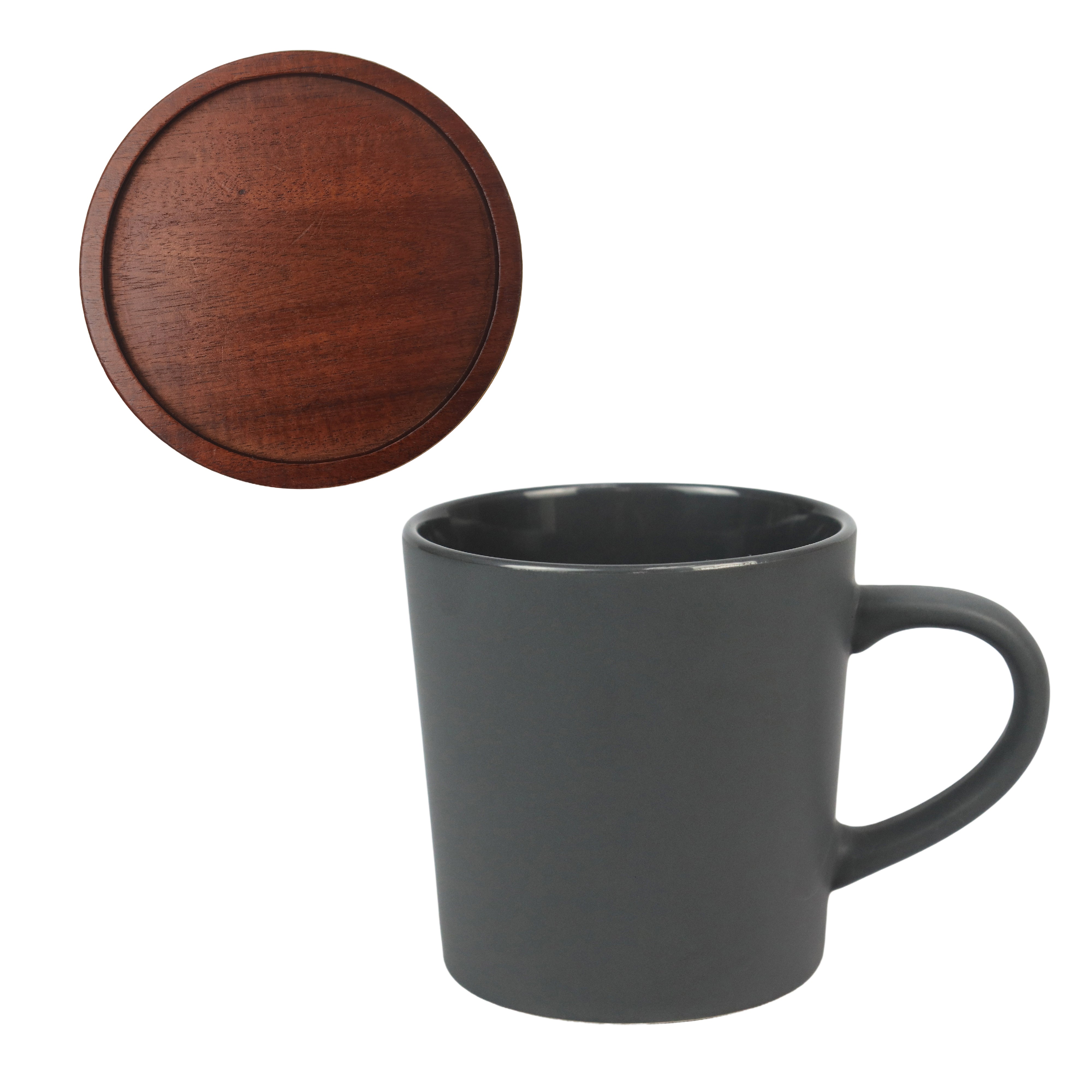 2-551U Earth 16 oz Stone Ceramic Mug with Wood Lid