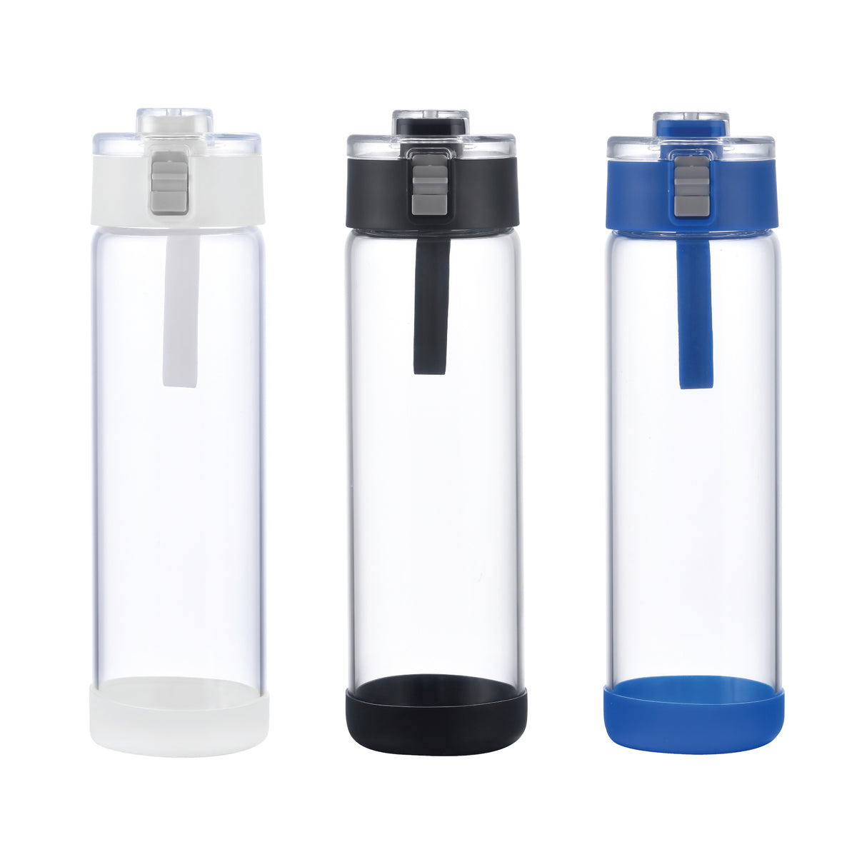 4-121U Vivid 22oz Locking Carry Glass Bottle with Silicone Loop & Protective Base