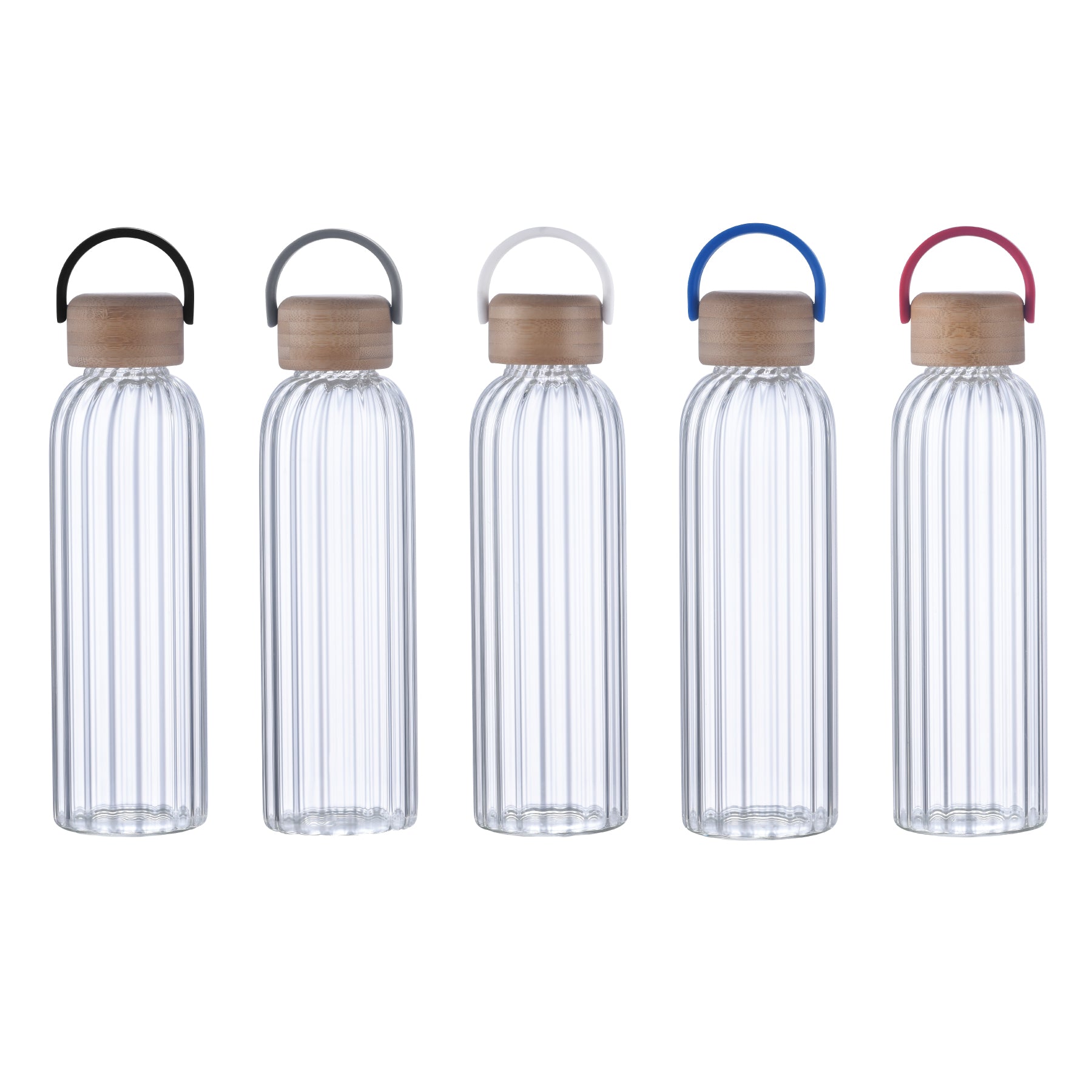 4-332U Vivid 21oz Ribbed Bamboo Carry Glass Bottle