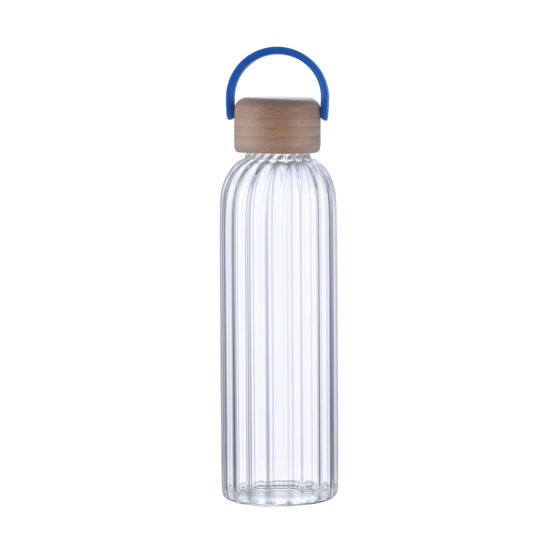 4-332U Vivid 21oz Ribbed Bamboo Carry Glass Bottle