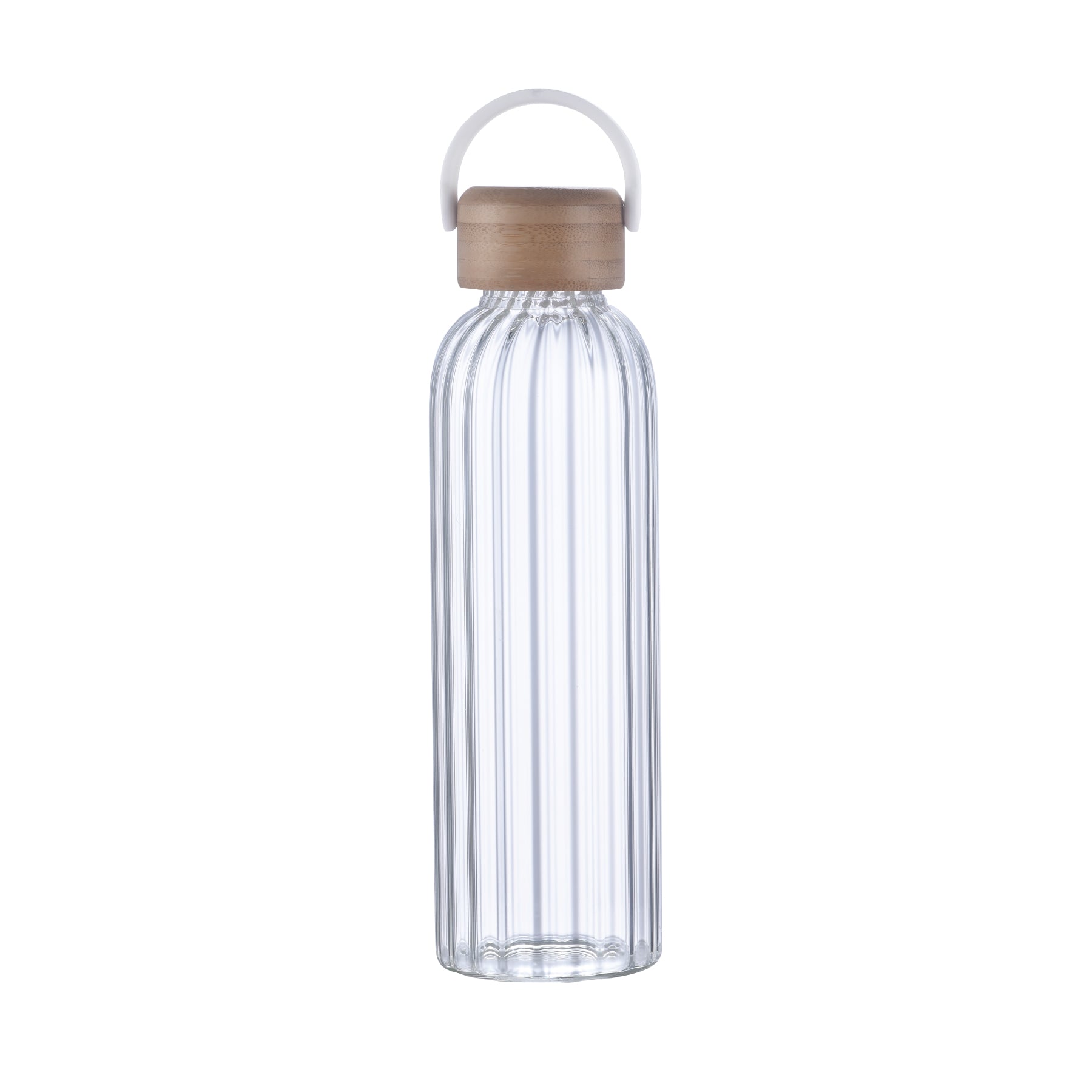 4-332U Vivid 21oz Ribbed Bamboo Carry Glass Bottle