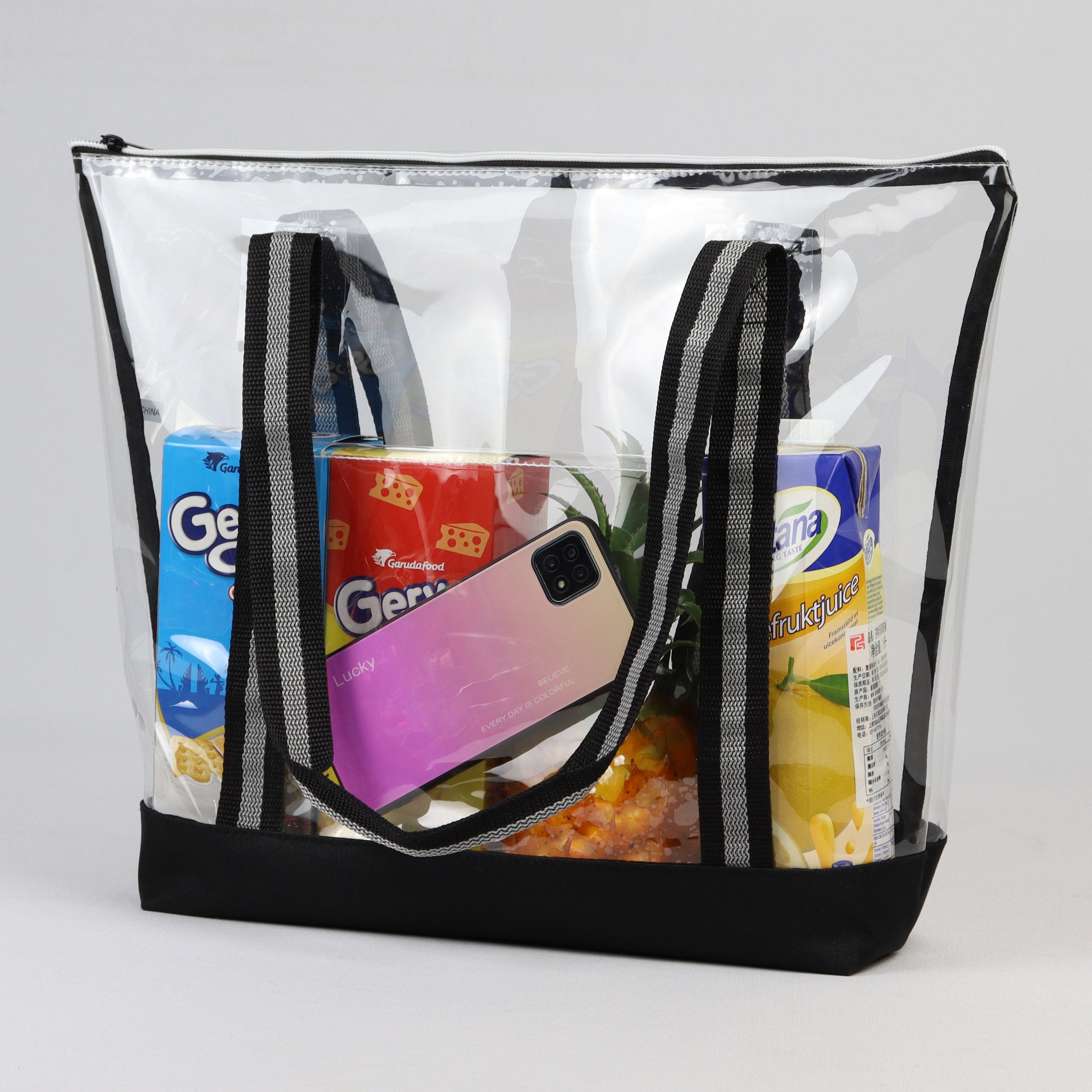 3-012U Clear Tote Bag w/ Zipper (18" x 14")
