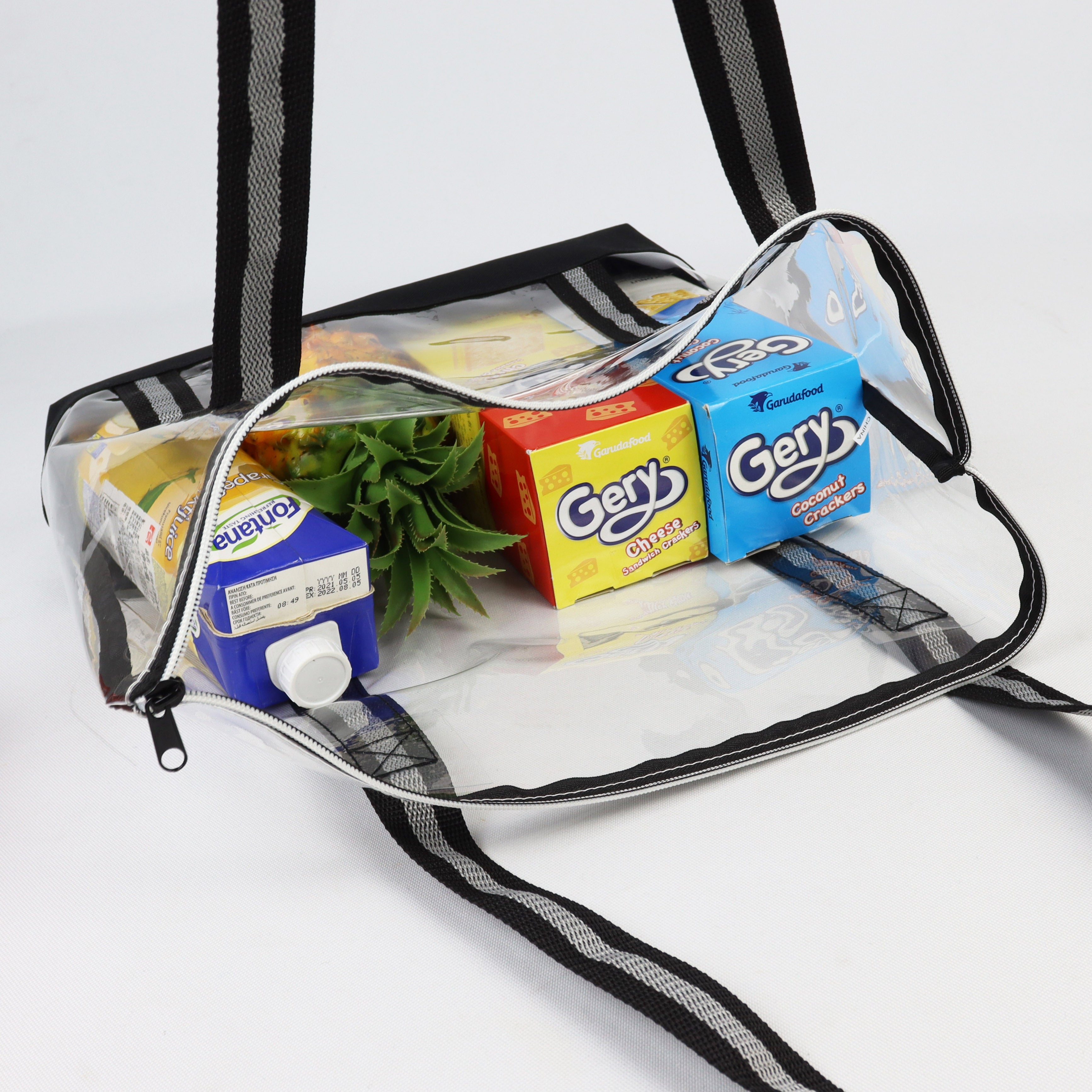 3-012U Clear Tote Bag w/ Zipper (18" x 14")