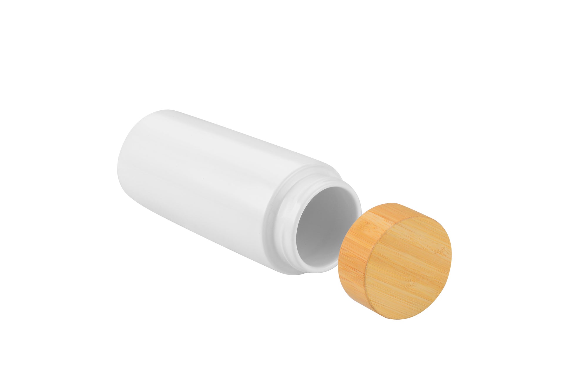 2-698U 10oz Double Wall Ceramic Bottle w/ Bamboo Lid