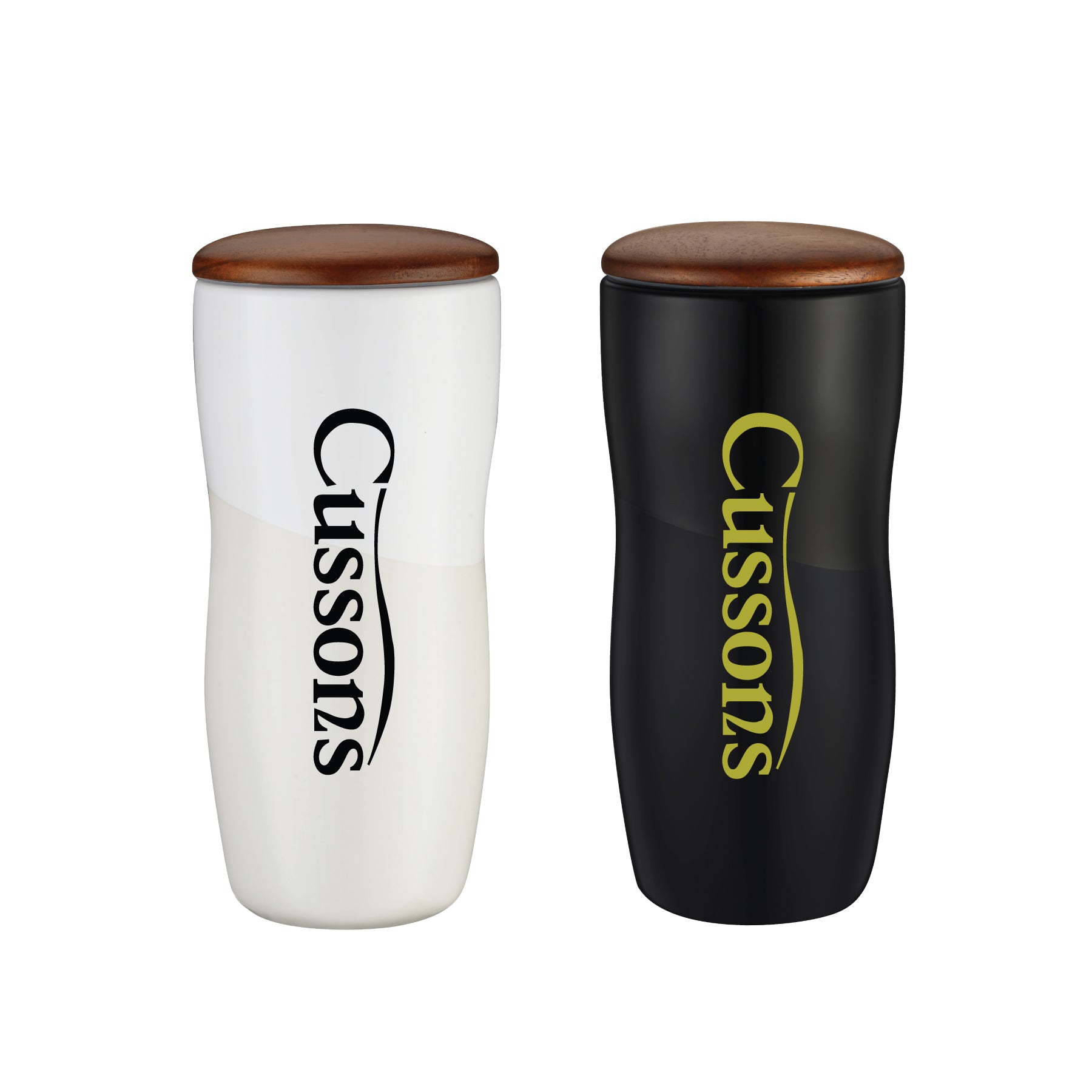 2-788U 12oz Double Wall Ceramic Tumbler w/ Wood Lid