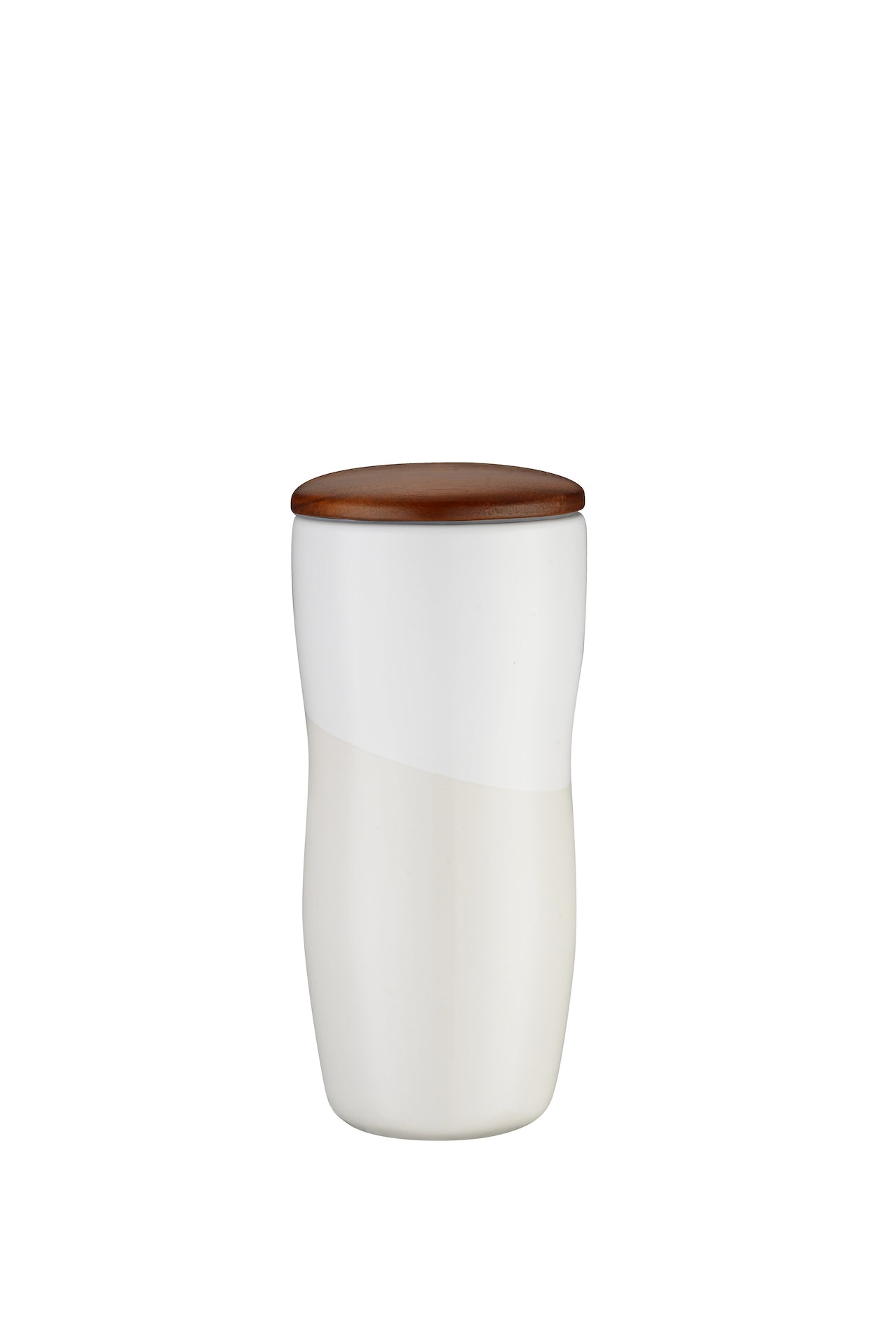 2-788U 12oz Double Wall Ceramic Tumbler w/ Wood Lid