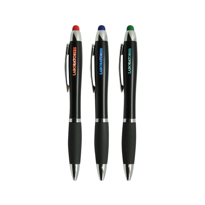 KP10019PS Curvy Plastic Light Up Pen with Stylus