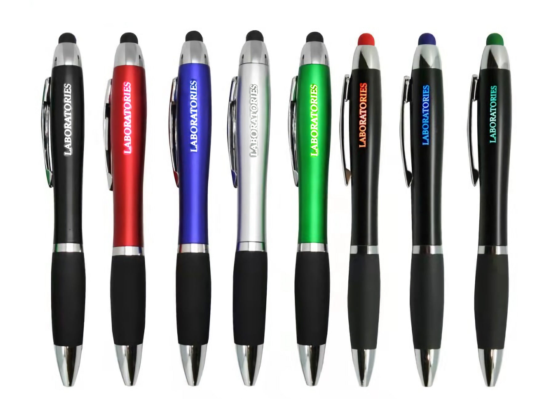 KP10019PS Curvy Plastic Light Up Pen with Stylus