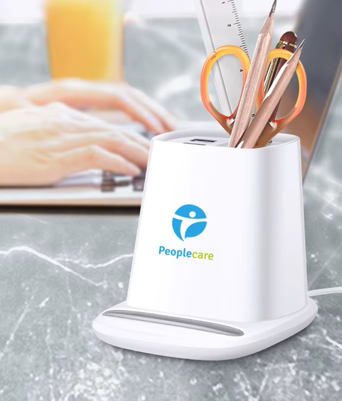 173SP Wireless Charger Pen Holder With Dual USB Charging Ports