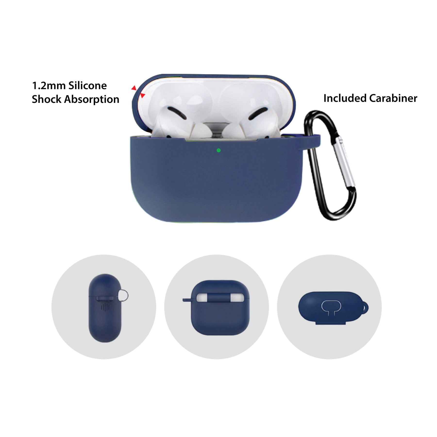 042TN Silicone AirPods Pro Case with Carabiner (Airpods 4)