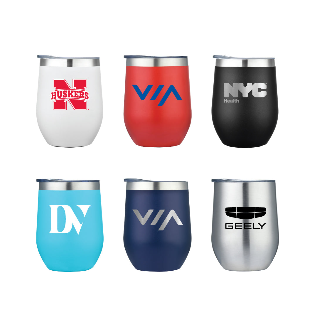 1-125U 12oz Powder Coated Stainless Double Wall Vacuum Wine Cup