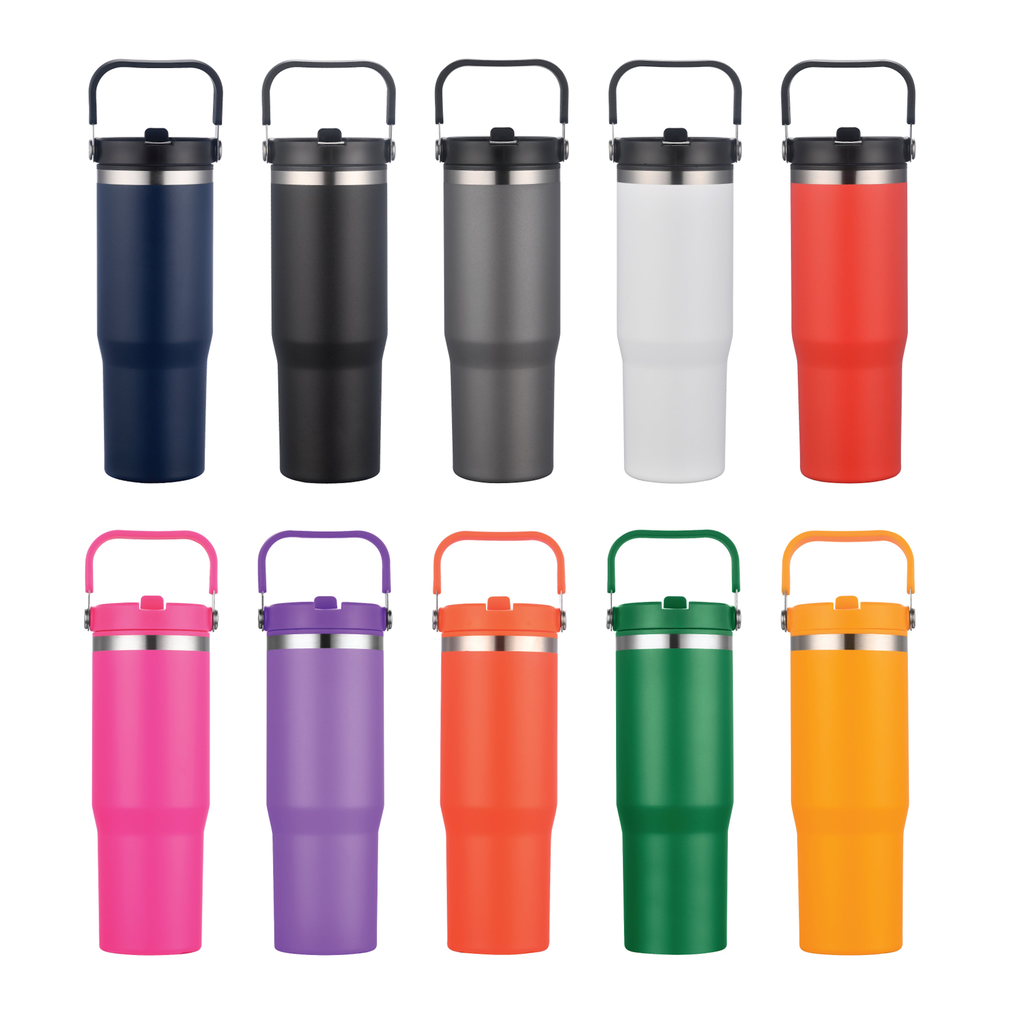 1-233U 30oz Vacuum Travel Tumbler w/ Flip Straw Lid and Plastic Liner