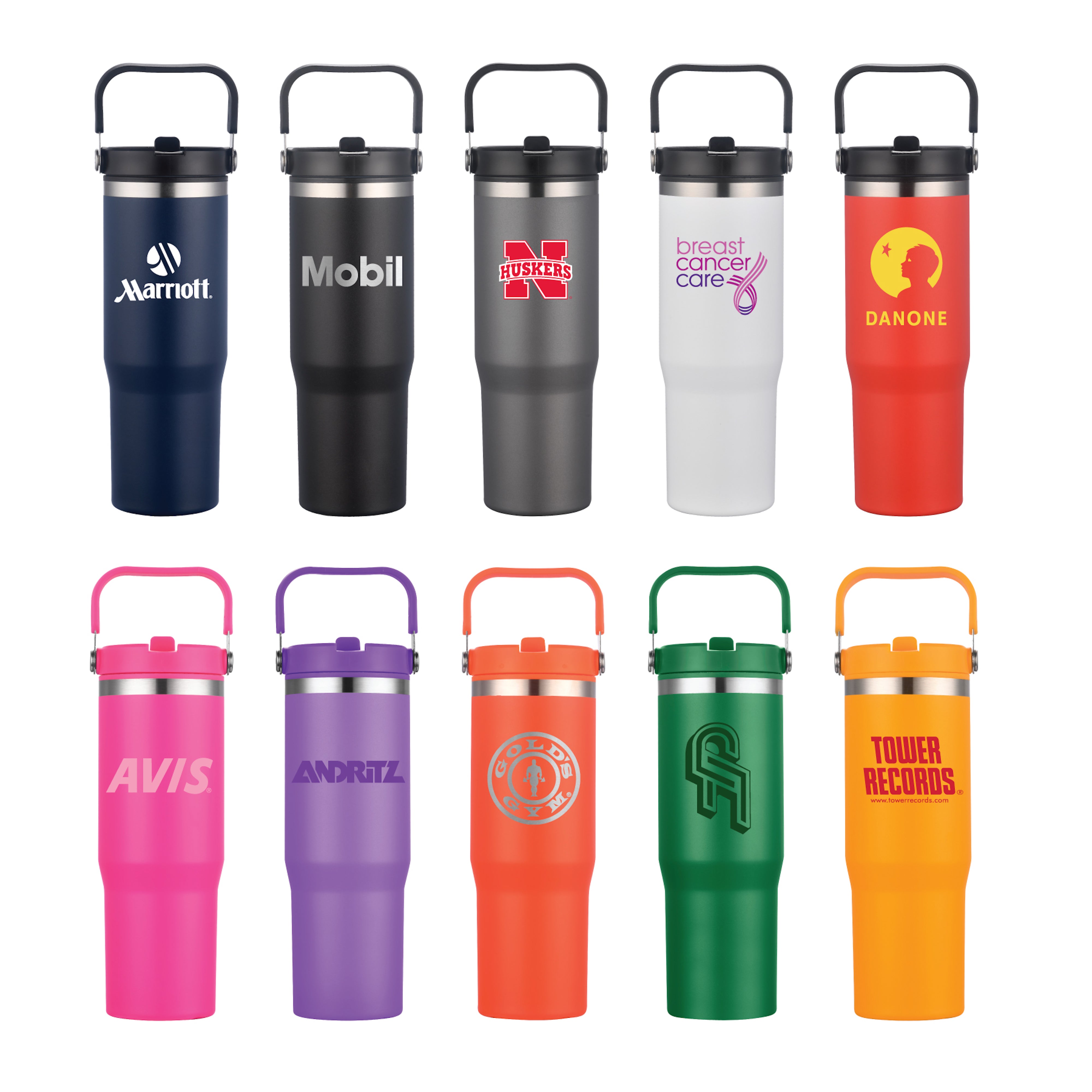 1-233U 30oz Vacuum Travel Tumbler w/ Flip Straw Lid and Plastic Liner