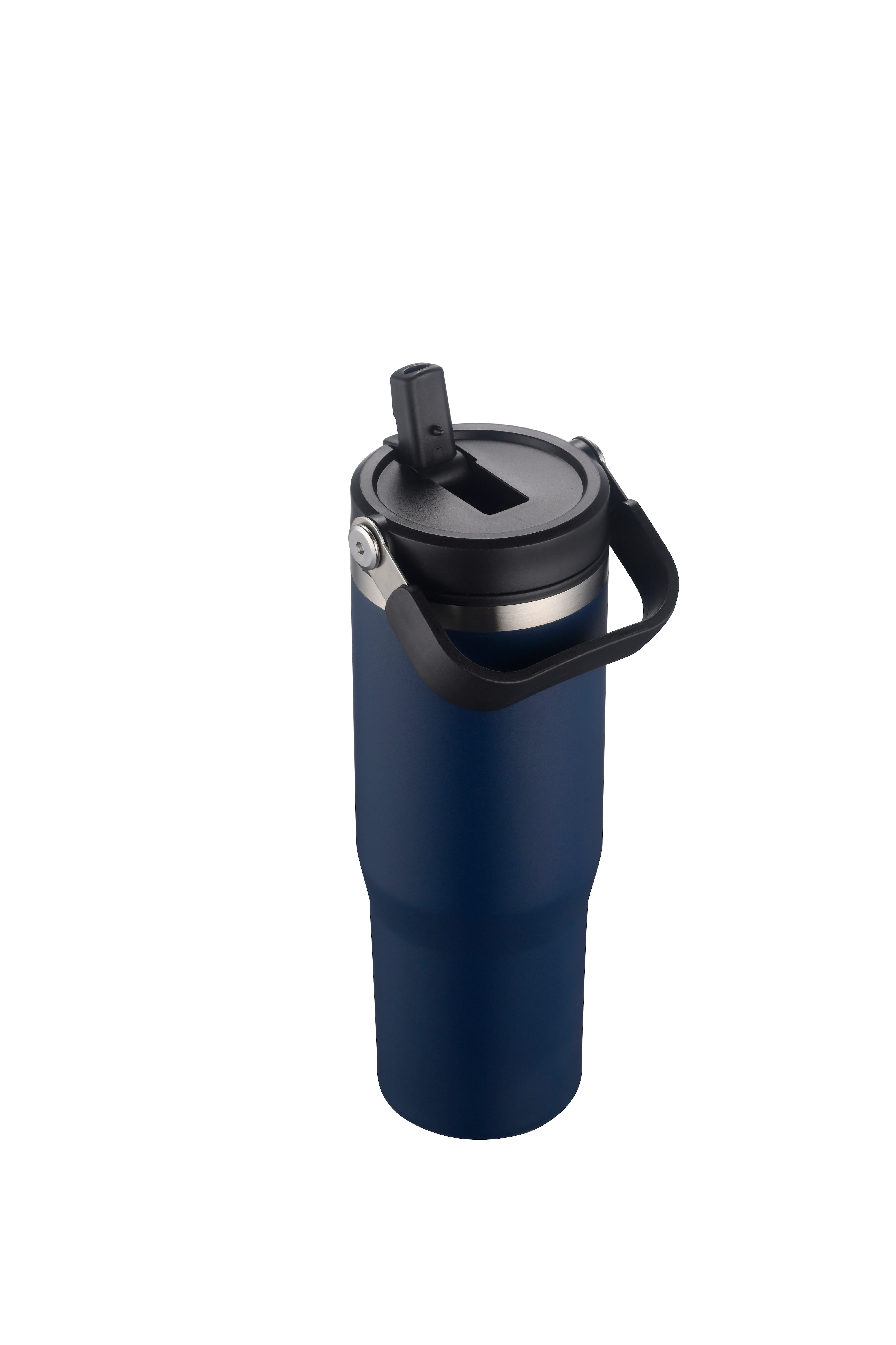 1-233U 30oz Vacuum Travel Tumbler w/ Flip Straw Lid and Plastic Liner