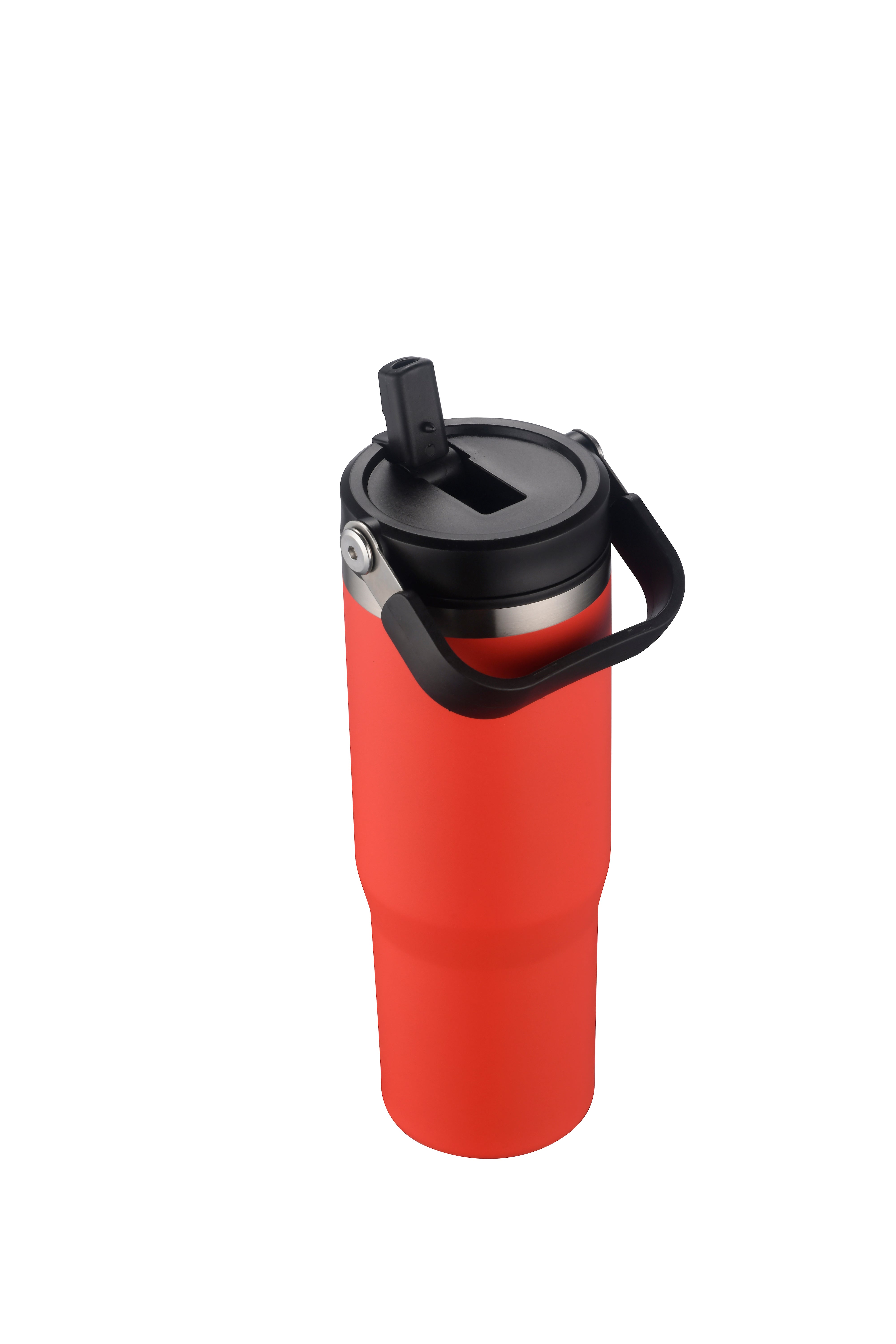 1-233U 30oz Vacuum Travel Tumbler w/ Flip Straw Lid and Plastic Liner