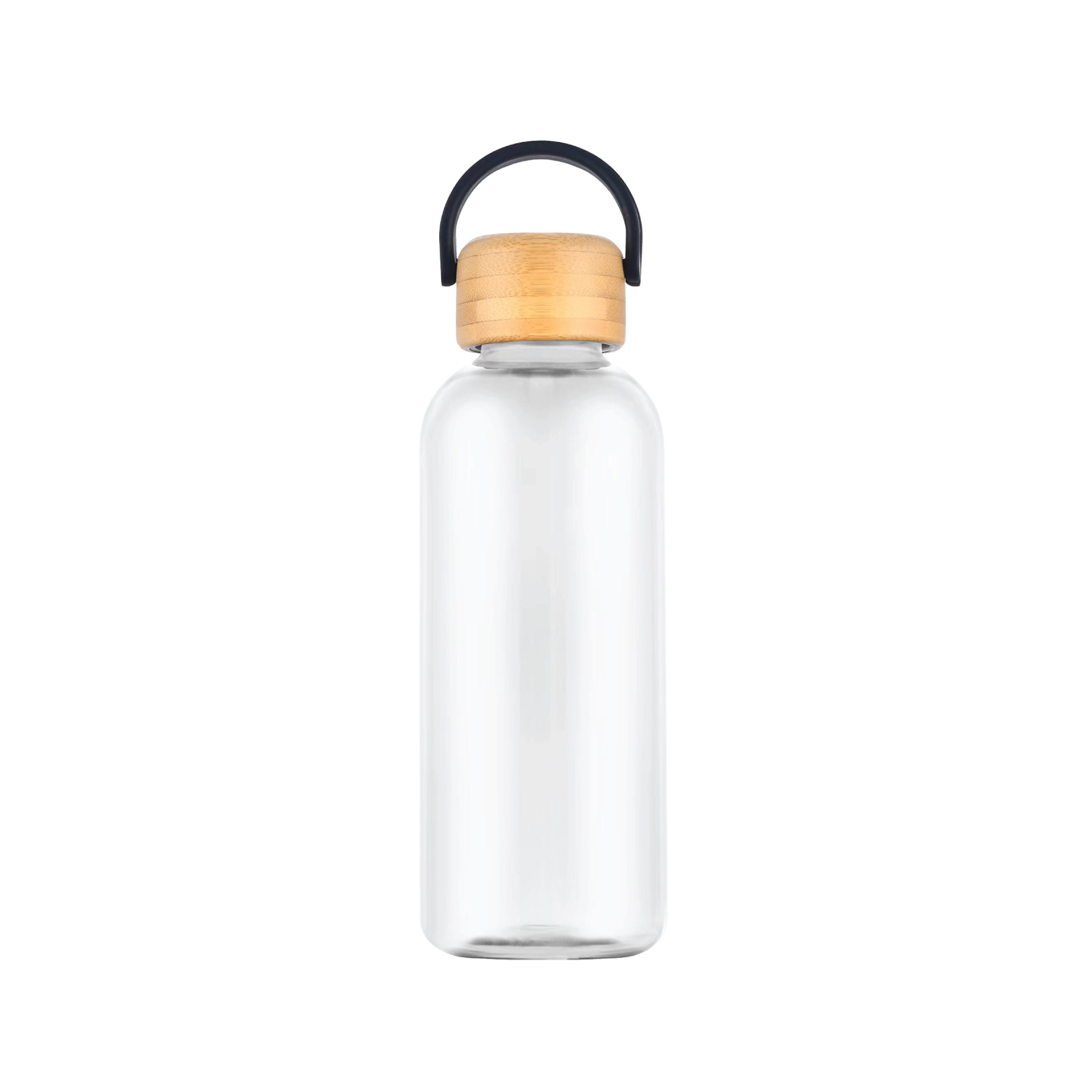 1-523U 21 oz Recycled rPET Bottle with Bamboo Lid
