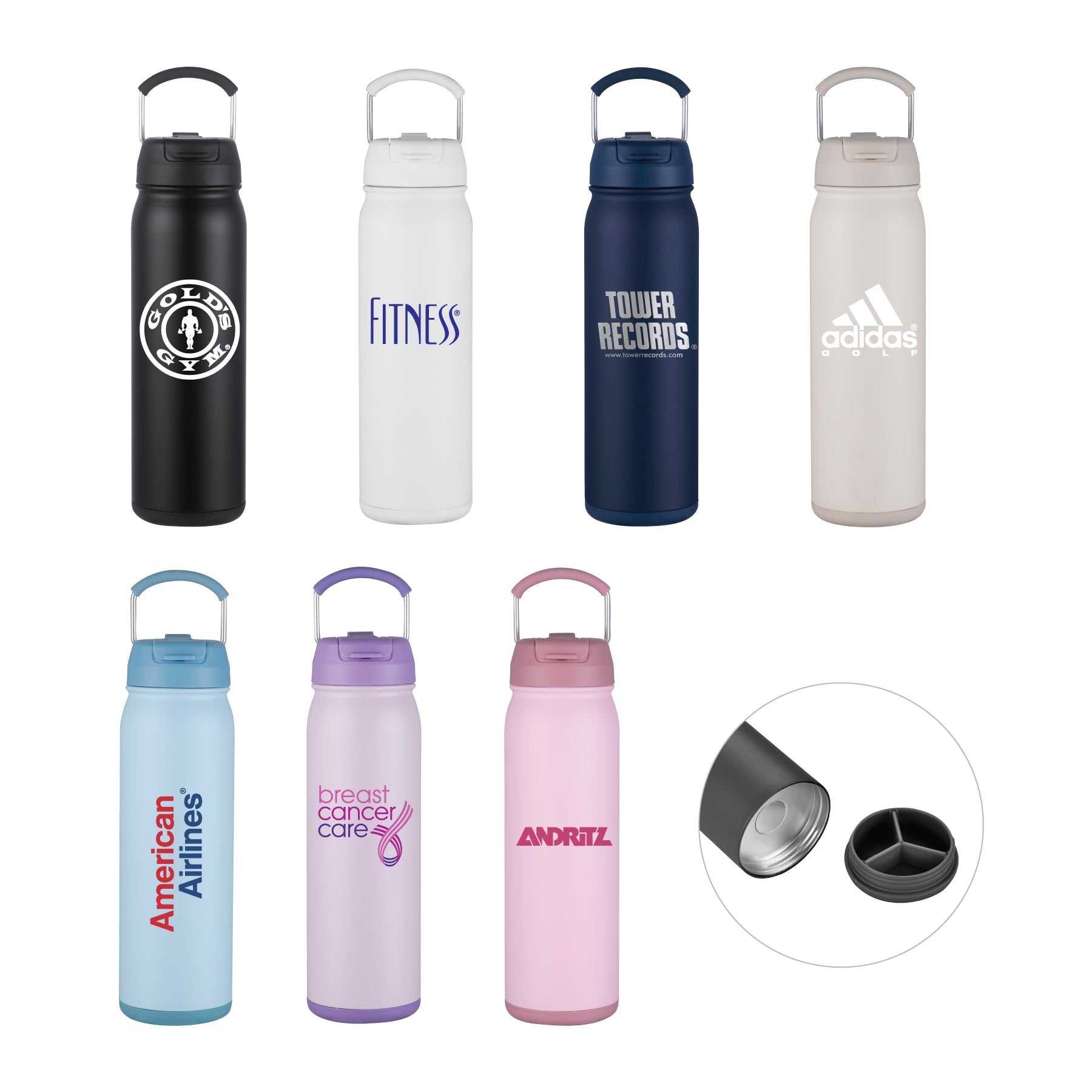 1-533U Vent 24oz Stainless Steel Bottle with Multi-Use Straw and Hidden Bottom