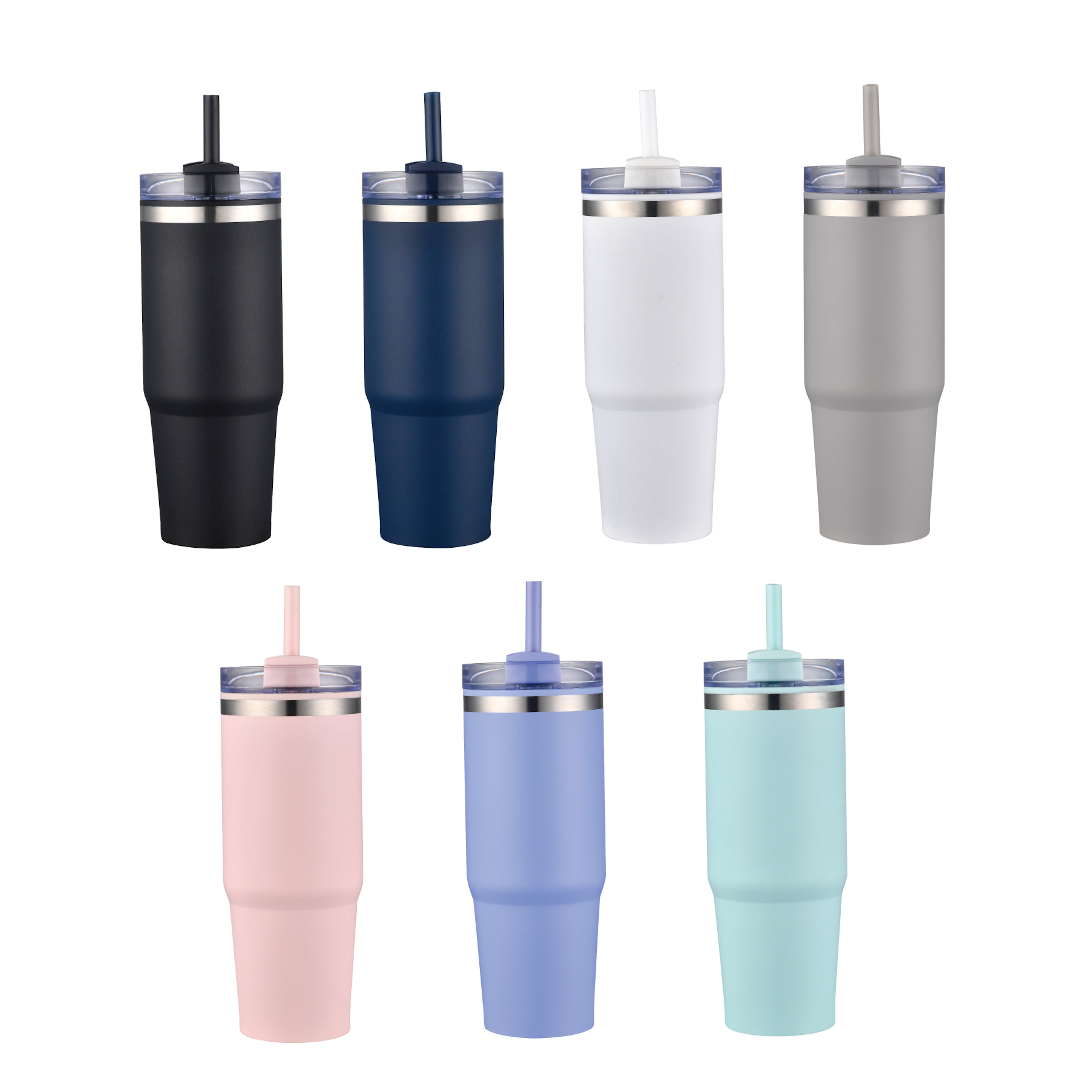1-611U 30 oz Straw Double Wall Stainless Tumbler with Plastic Liner