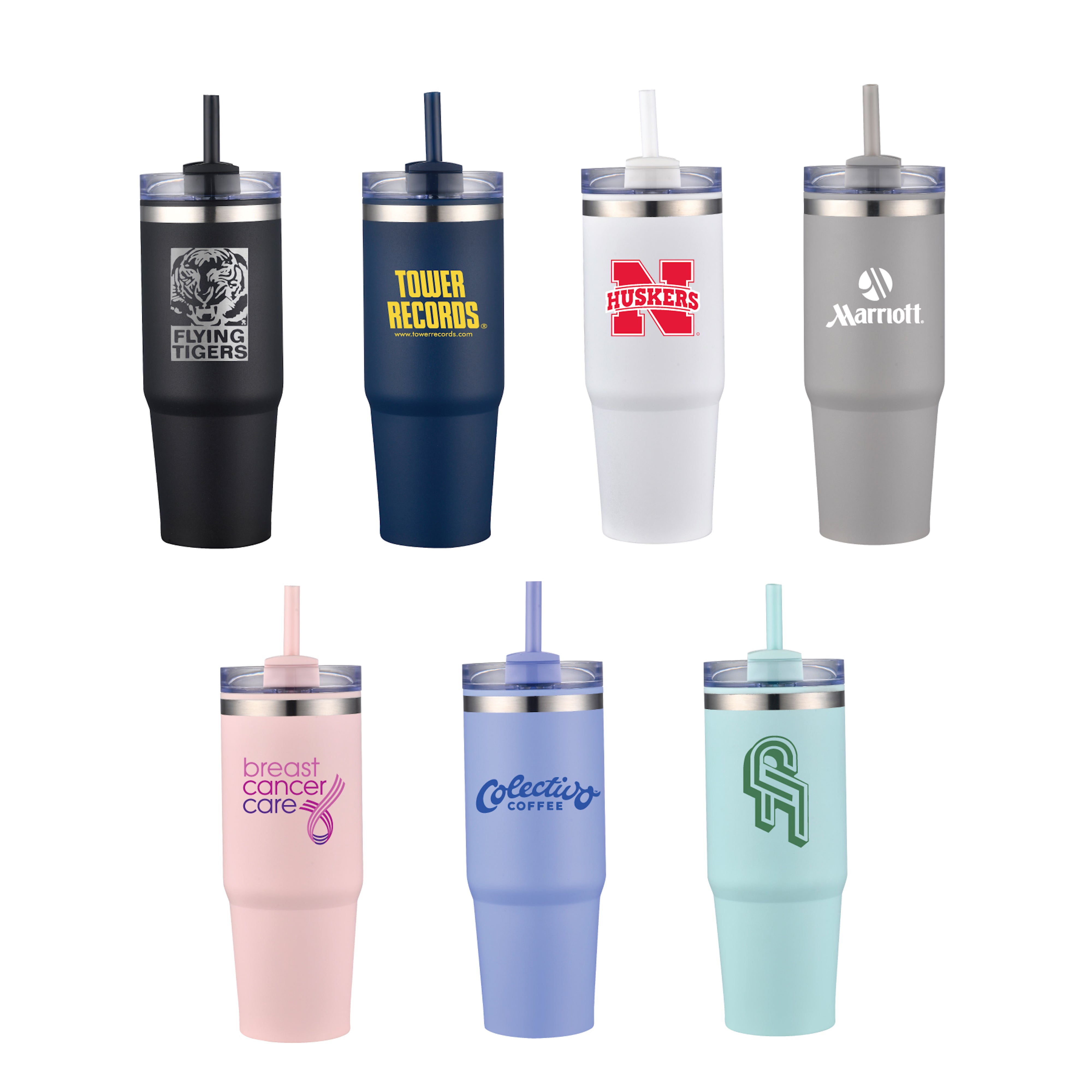 1-611U 30 oz Straw Double Wall Stainless Tumbler with Plastic Liner