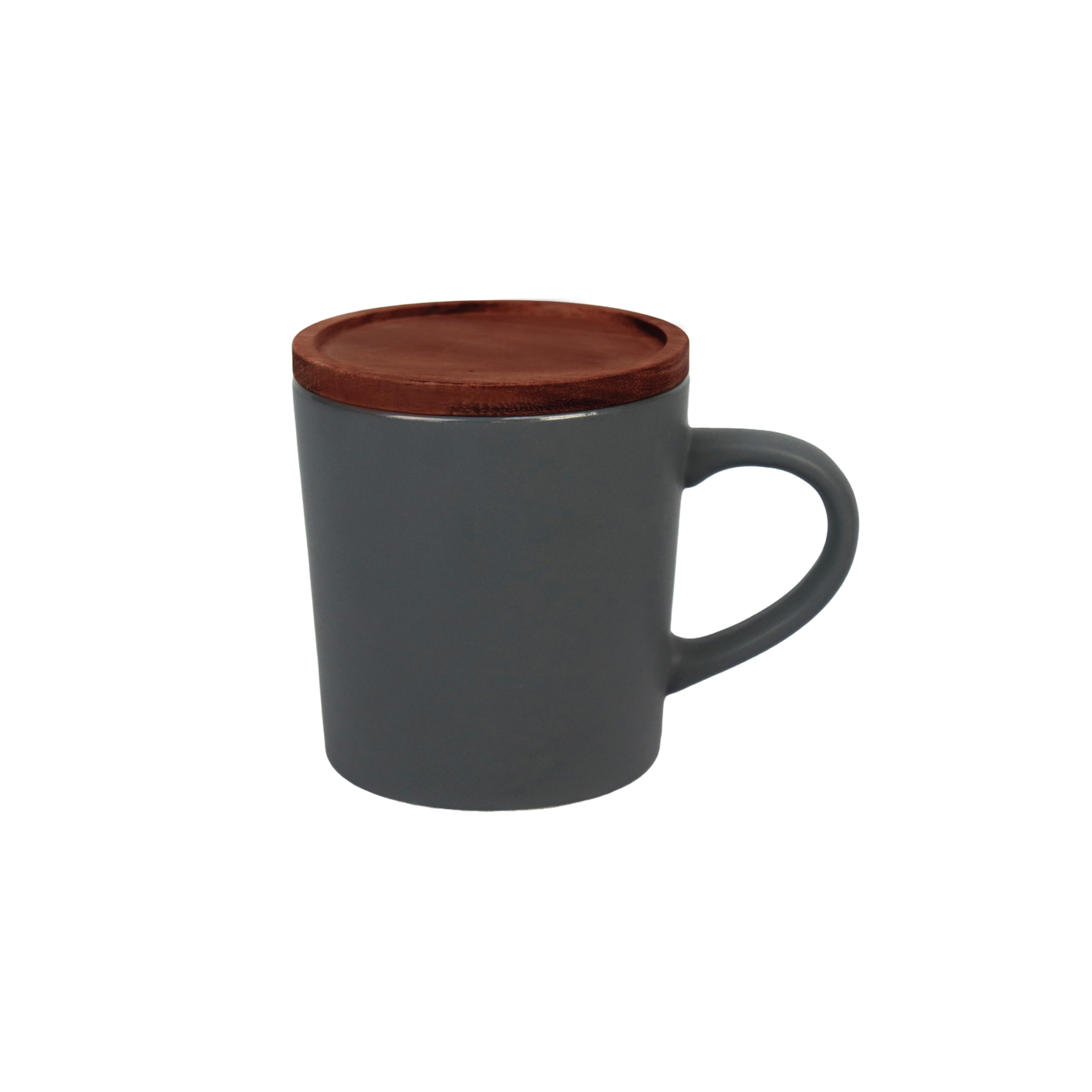 2-551U Earth 16 oz Stone Ceramic Mug with Wood Lid
