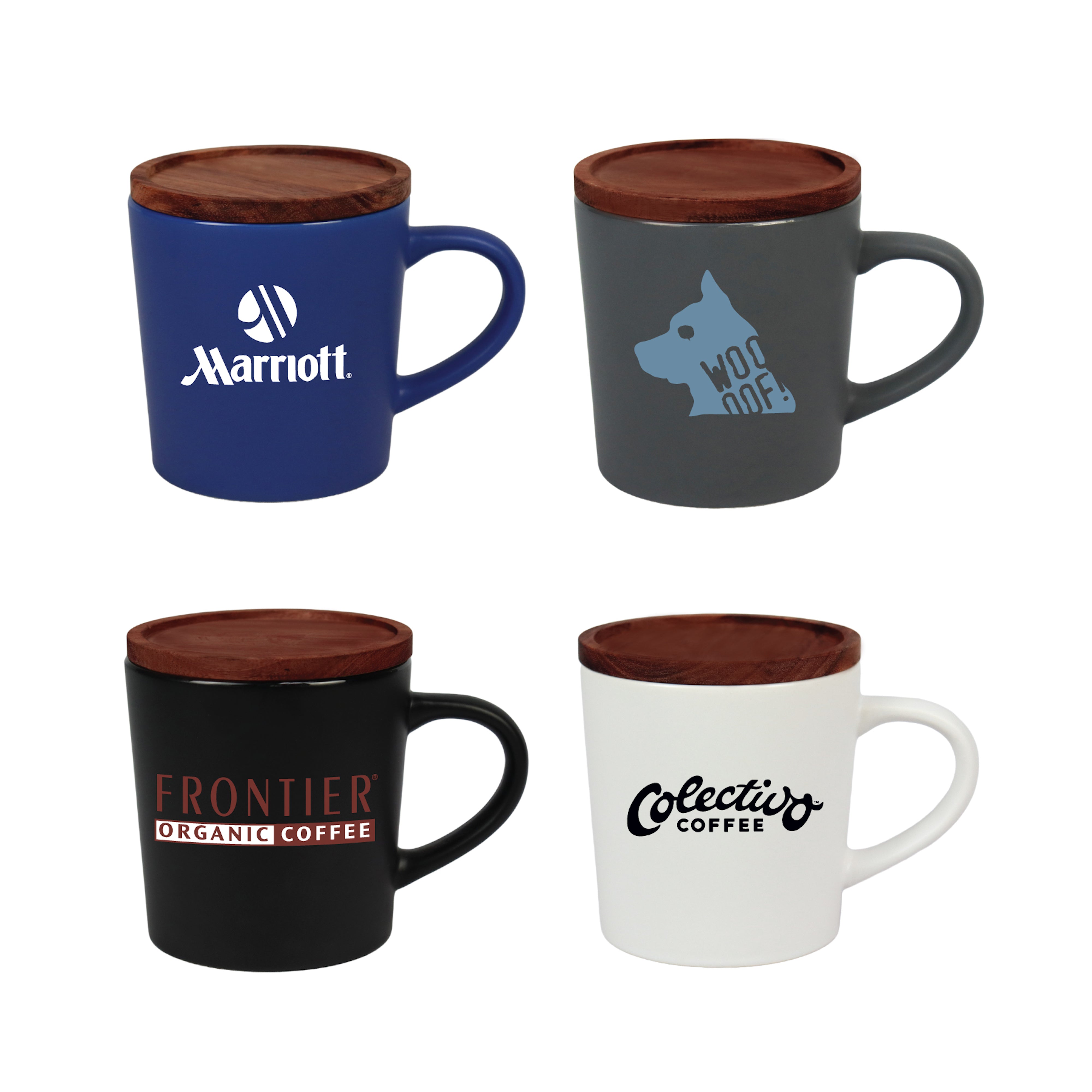 2-551U Earth 16 oz Stone Ceramic Mug with Wood Lid