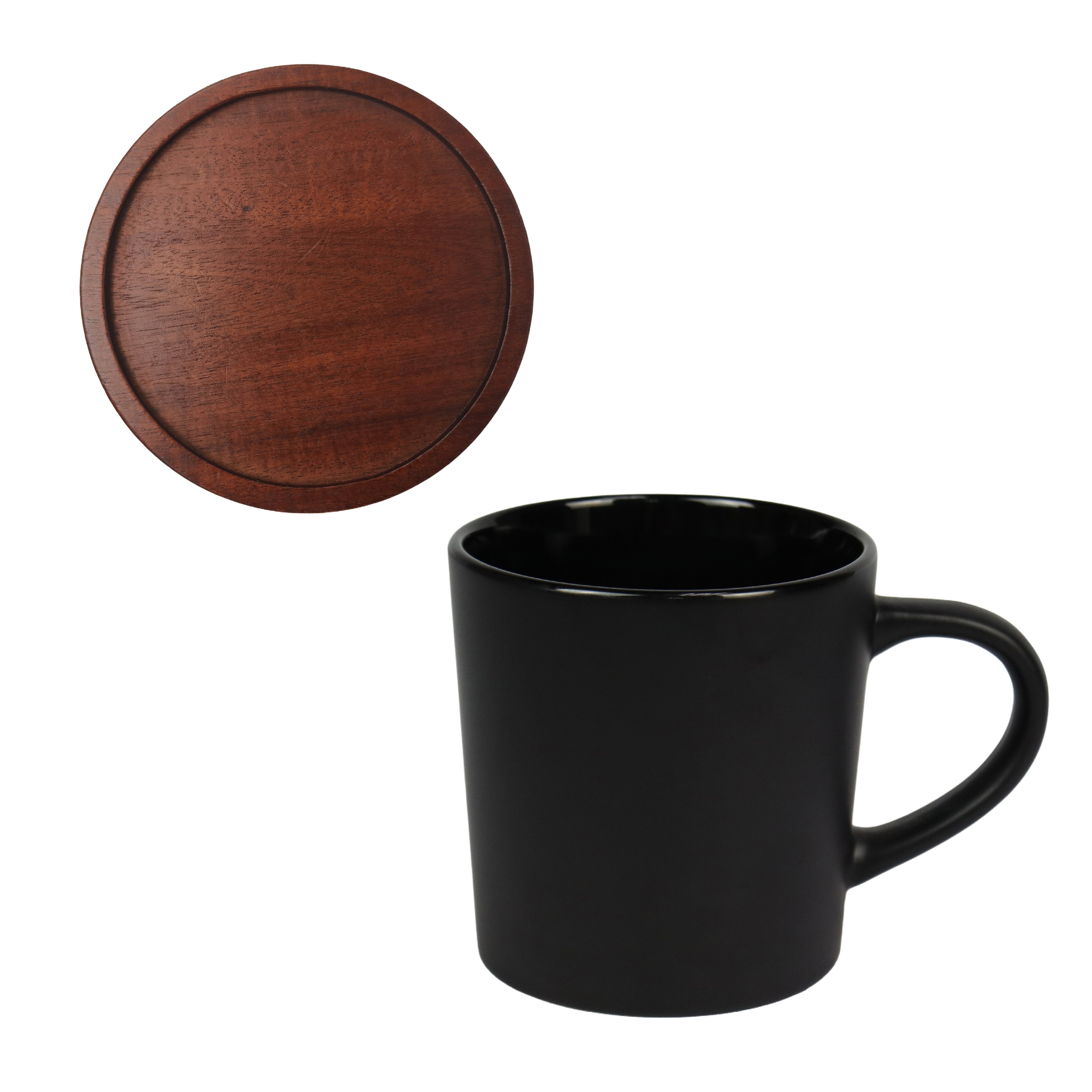 2-551U Earth 16 oz Stone Ceramic Mug with Wood Lid