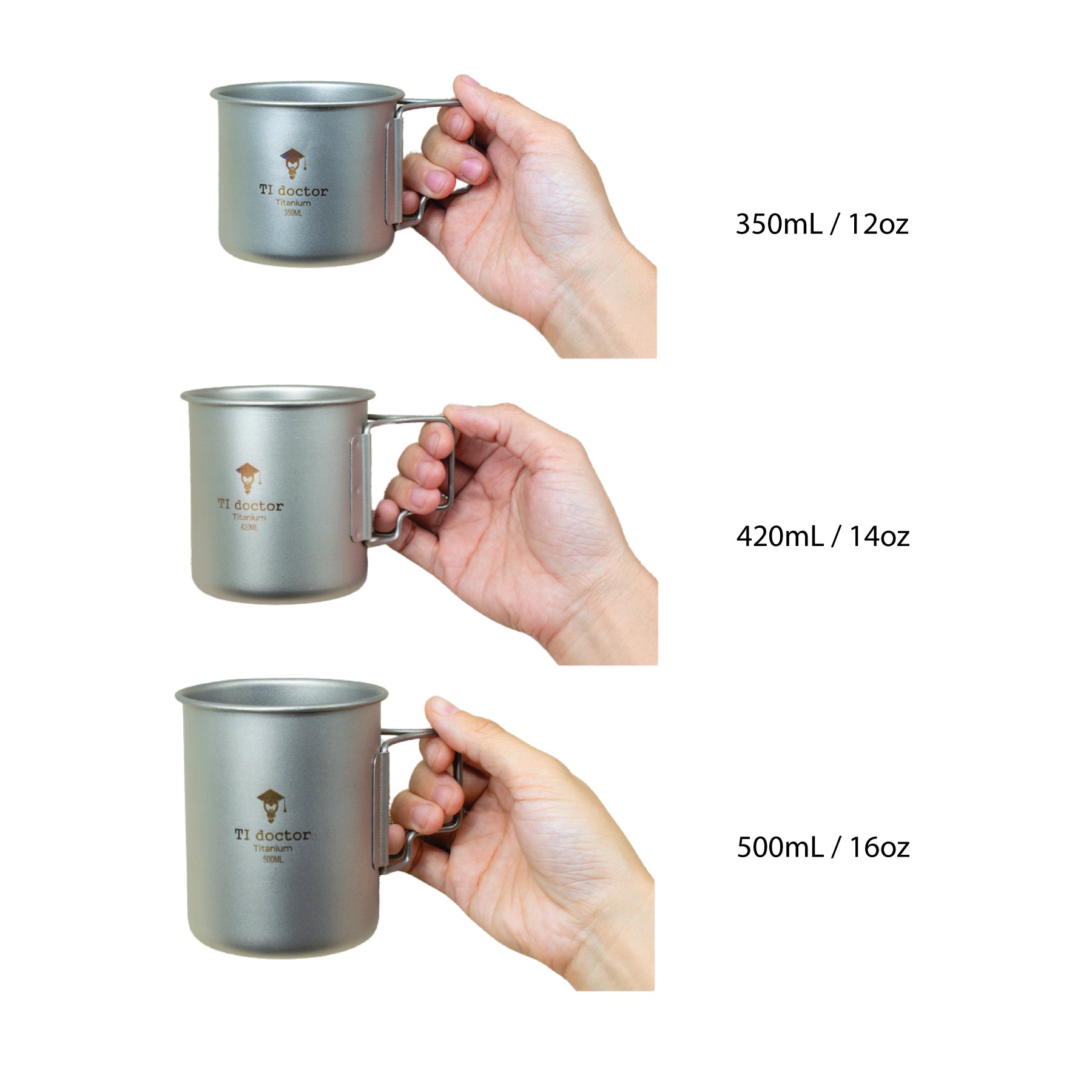 204TN Everest Ultralight Titanium Camping Mug (12oz/14oz/16oz)