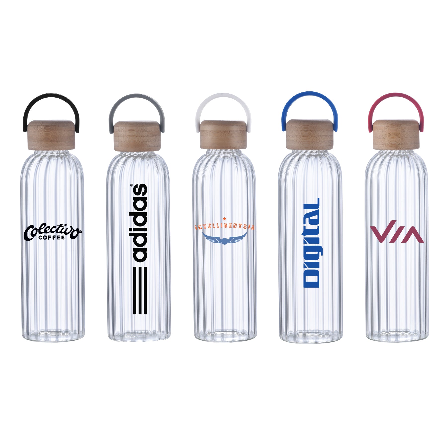 4-332U Vivid 21oz Ribbed Bamboo Carry Glass Bottle