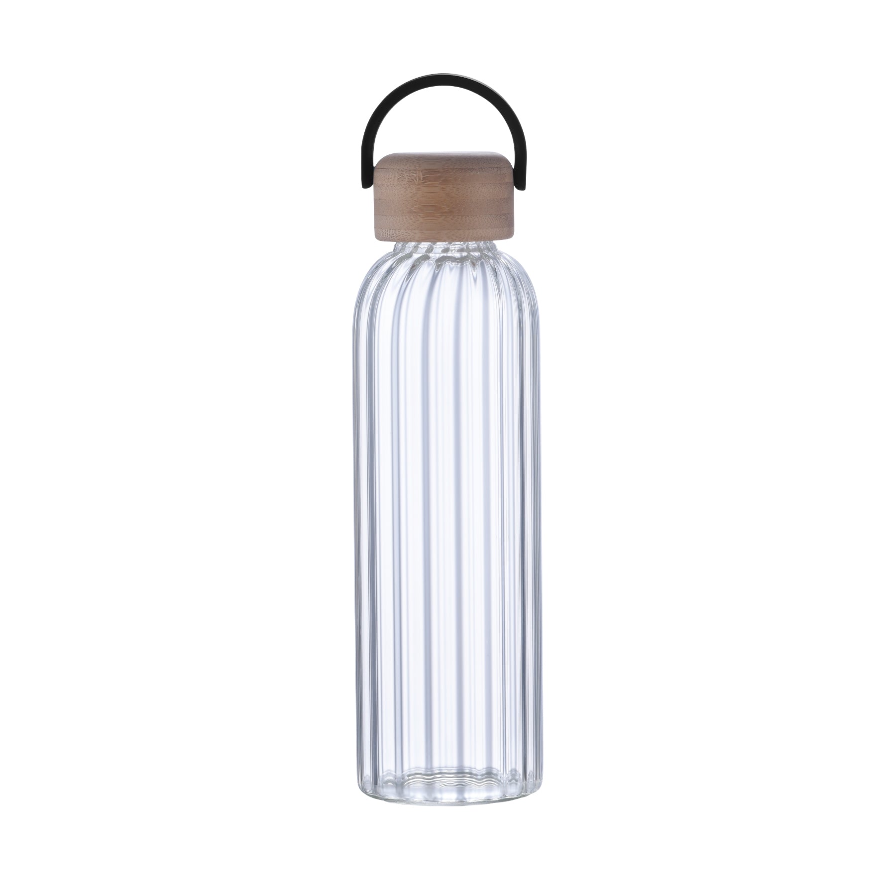 4-332U Vivid 21oz Ribbed Bamboo Carry Glass Bottle
