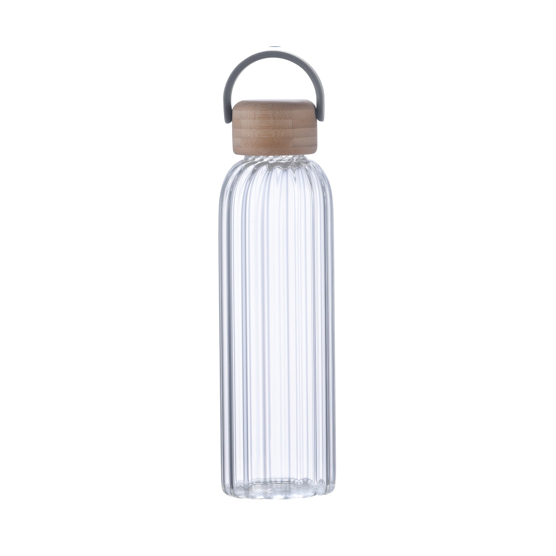 4-332U Vivid 21oz Ribbed Bamboo Carry Glass Bottle