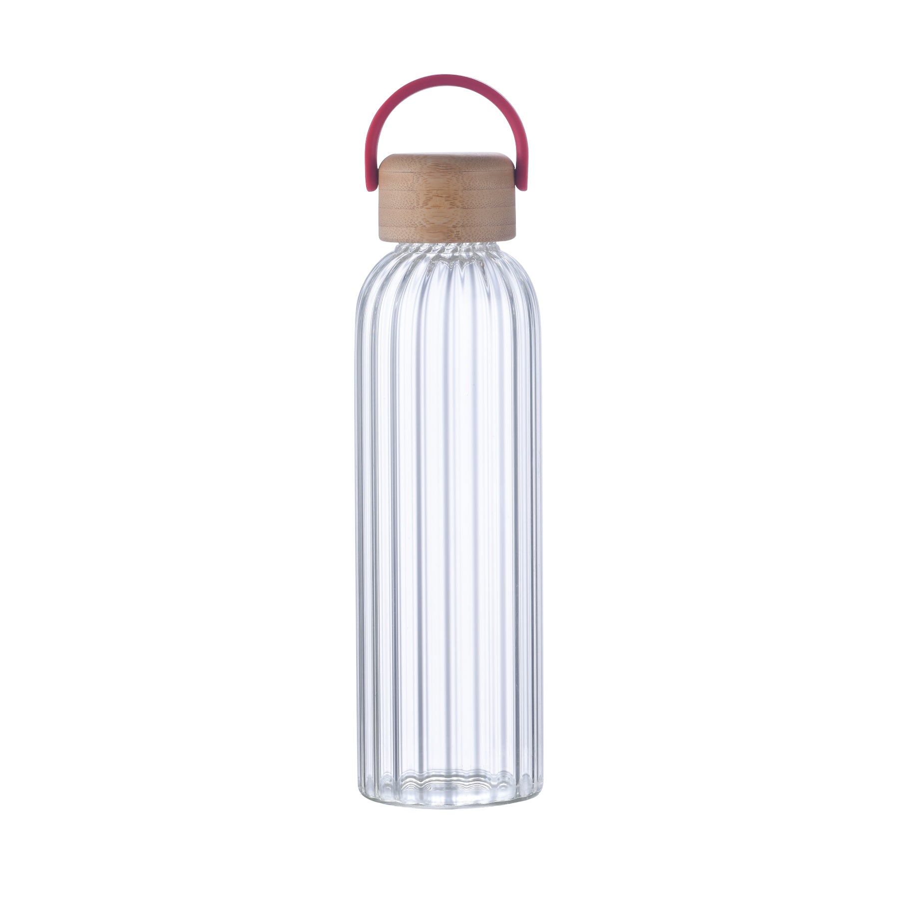 4-332U Vivid 21oz Ribbed Bamboo Carry Glass Bottle