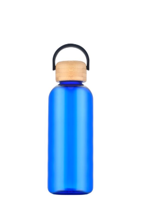 1-523U 21 oz Recycled rPET Bottle with Bamboo Lid