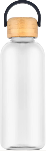1-523U 21 oz Recycled rPET Bottle with Bamboo Lid