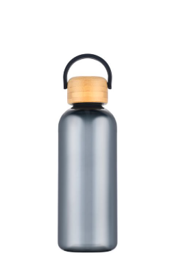 1-523U 21 oz Recycled rPET Bottle with Bamboo Lid