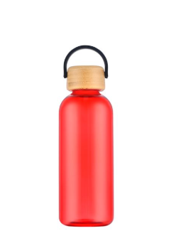 1-523U 21 oz Recycled rPET Bottle with Bamboo Lid