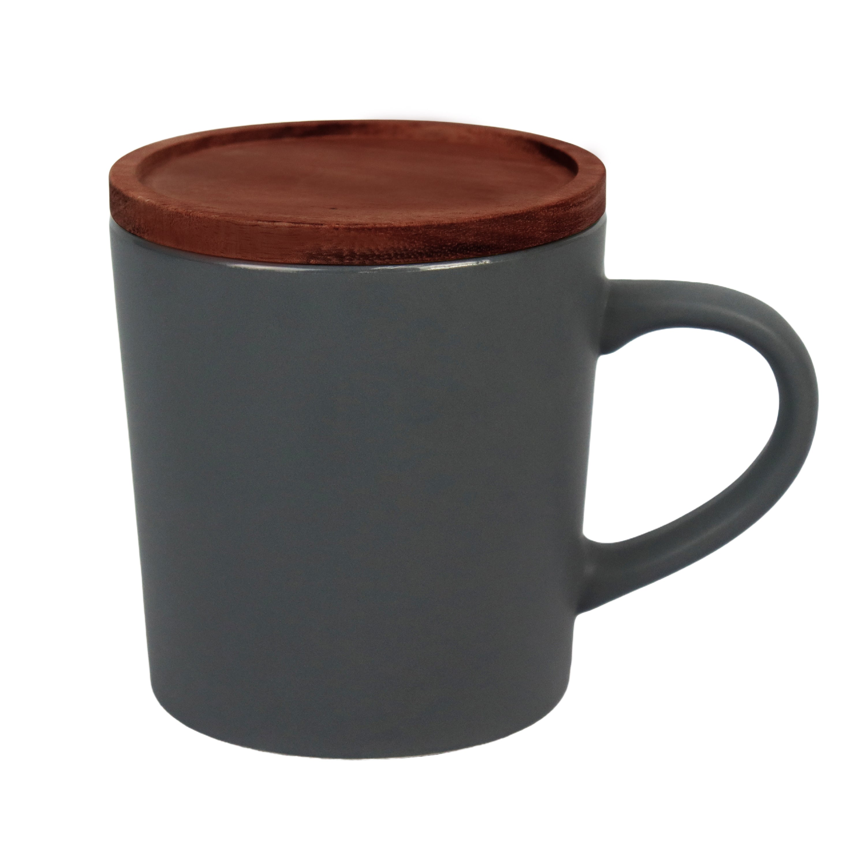2-551U Earth 16 oz Stone Ceramic Mug with Wood Lid